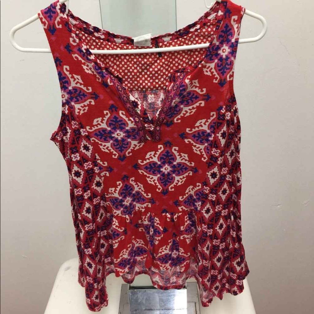 Red and Purple Patterned Sleeveless Top